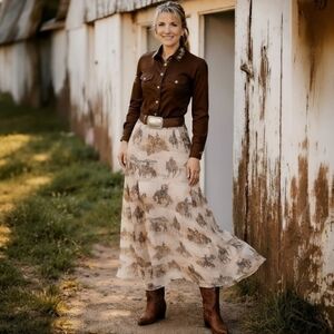Cowboy Print A Line Skirt 🌺 NEW !!